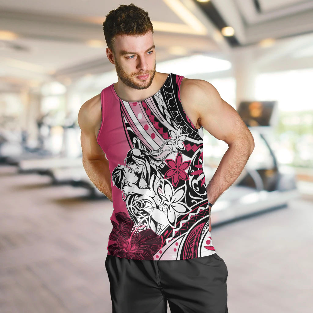 Polynesian Valentine Men Tank Top Couple Floral Unique Pink Version LT01 Pink - Polynesian Pride