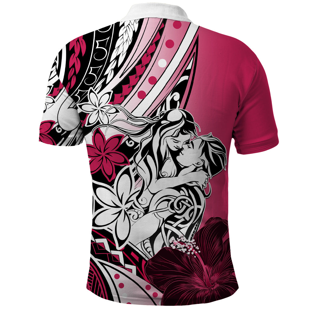Polynesian Valentine Polo Shirt Couple Floral Unique Pink Version LT01 - Polynesian Pride