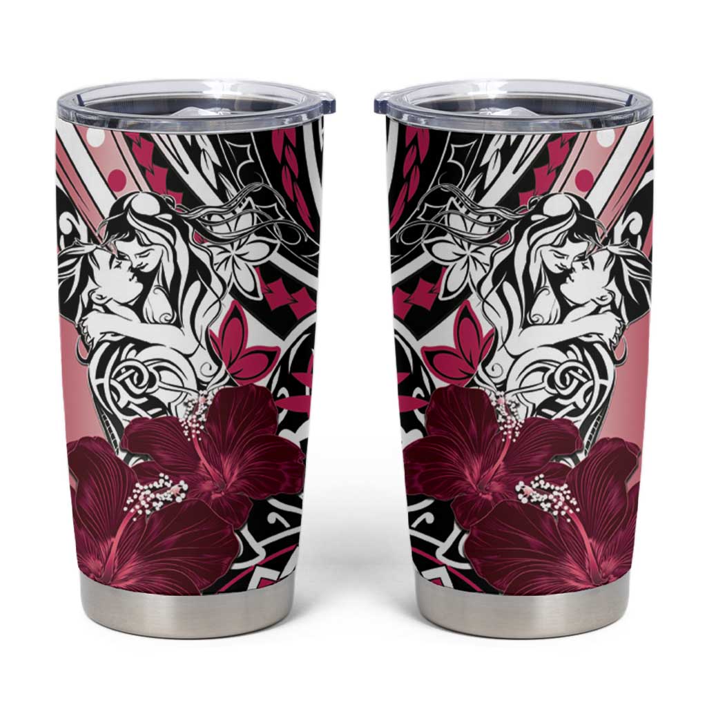 Polynesian Valentine Tumbler Cup Couple Floral Unique Pink Version LT01 Pink - Polynesian Pride