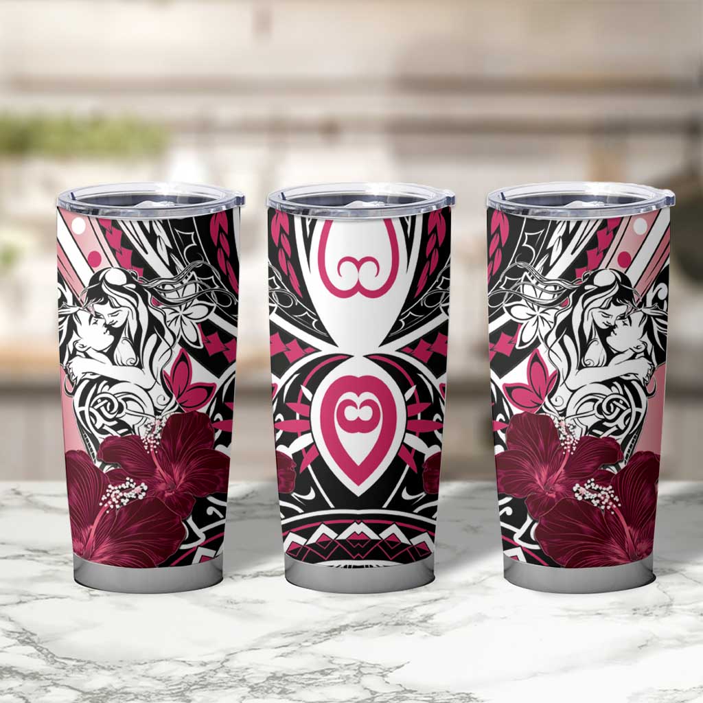 Polynesian Valentine Tumbler Cup Couple Floral Unique Pink Version LT01 - Polynesian Pride