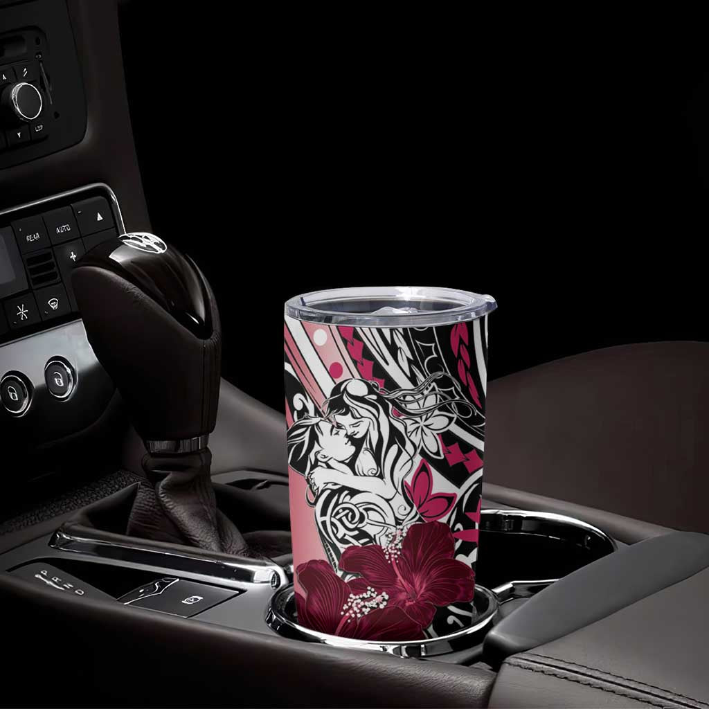 Polynesian Valentine Tumbler Cup Couple Floral Unique Pink Version LT01 - Polynesian Pride