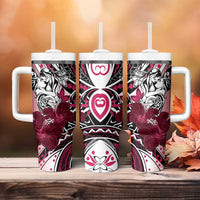 Polynesian Valentine Tumbler With Handle Couple Floral Unique Pink Version LT01 - Polynesian Pride