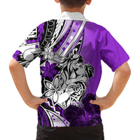 Polynesian Valentine Family Matching Long Sleeve Bodycon Dress and Hawaiian Shirt Couple Floral Unique Purple Version LT01 - Polynesian Pride