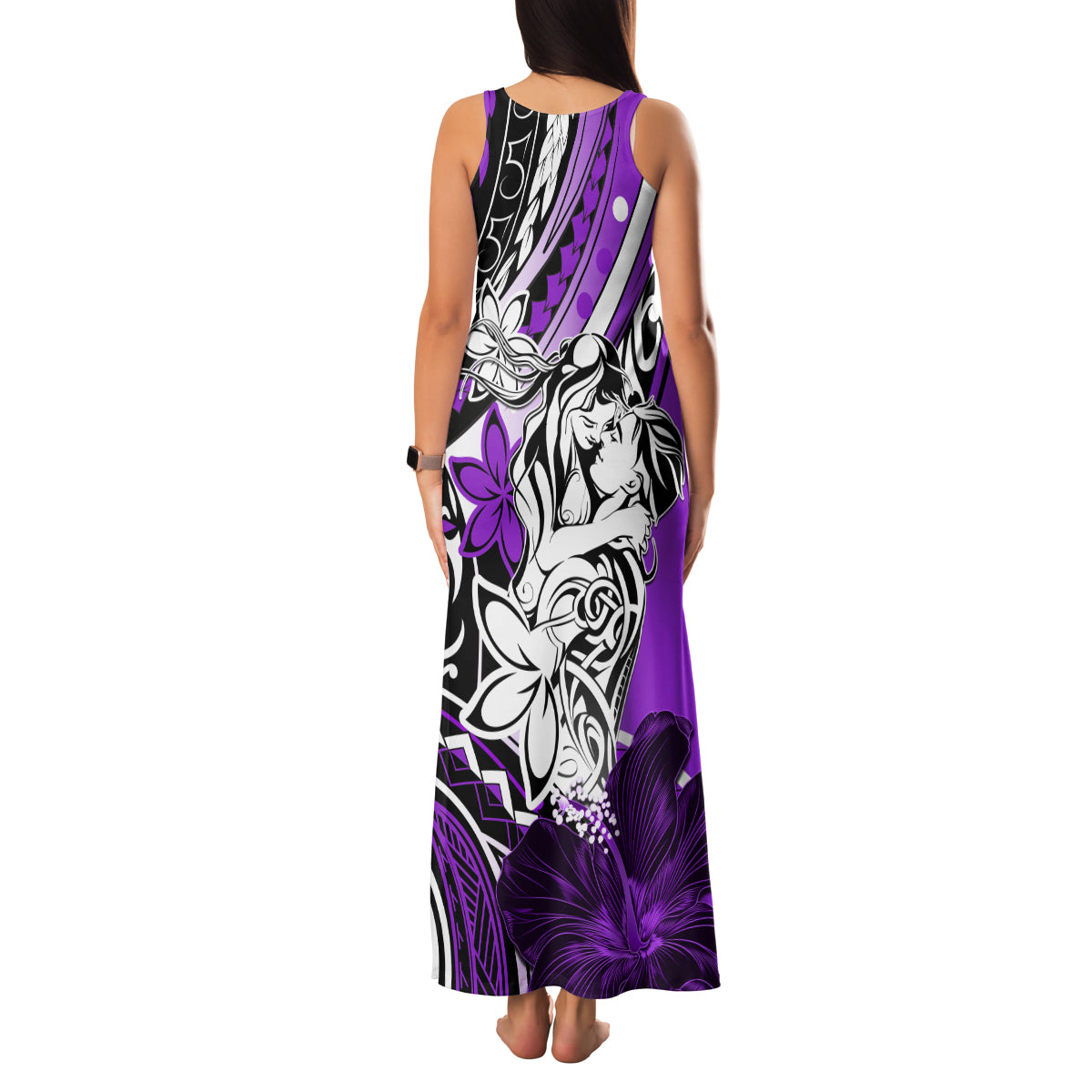 Polynesian Valentine Family Matching Tank Maxi Dress and Hawaiian Shirt Couple Floral Unique Purple Version LT01 - Polynesian Pride