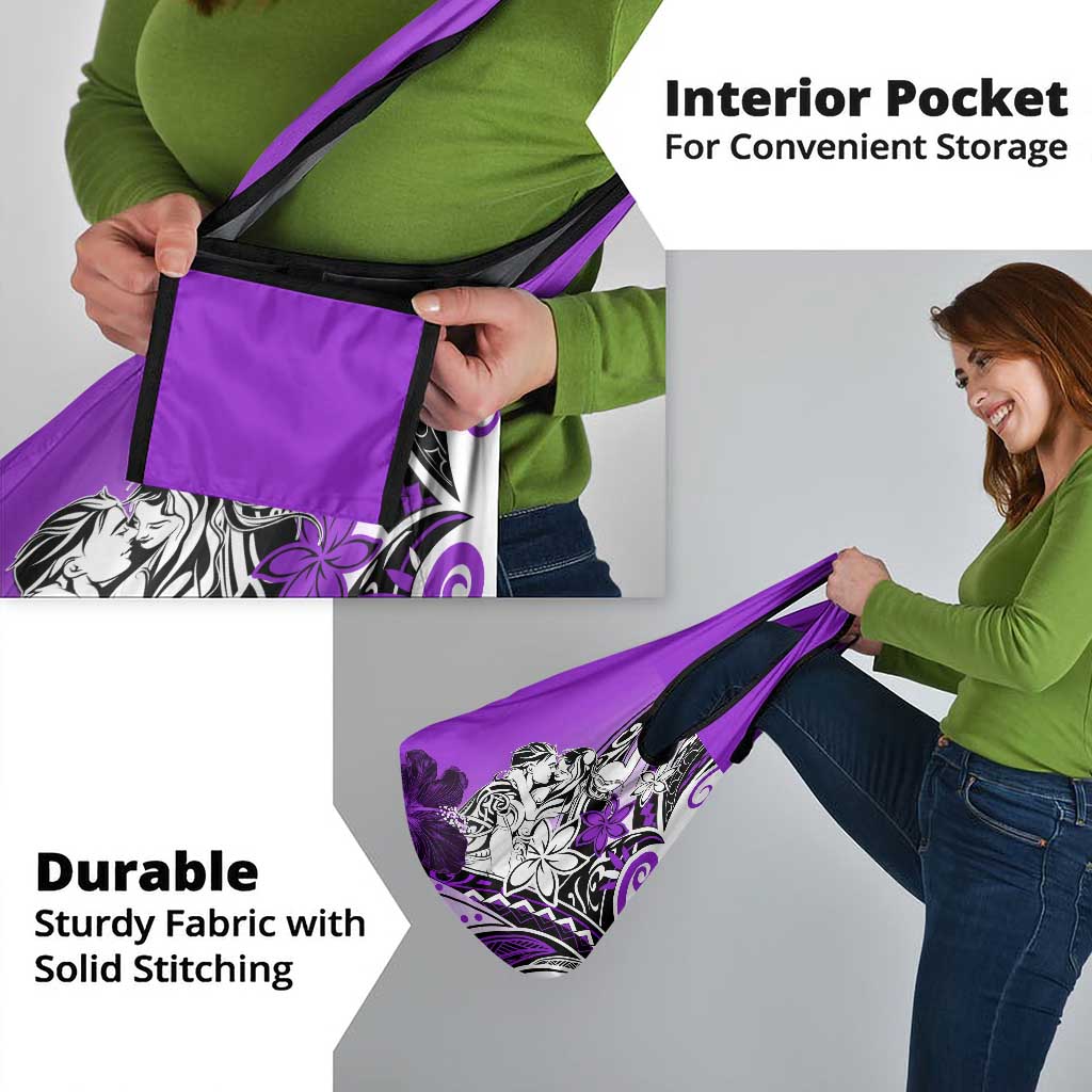Polynesian Valentine Grocery Bag Couple Floral Unique Purple Version LT01 - Polynesian Pride