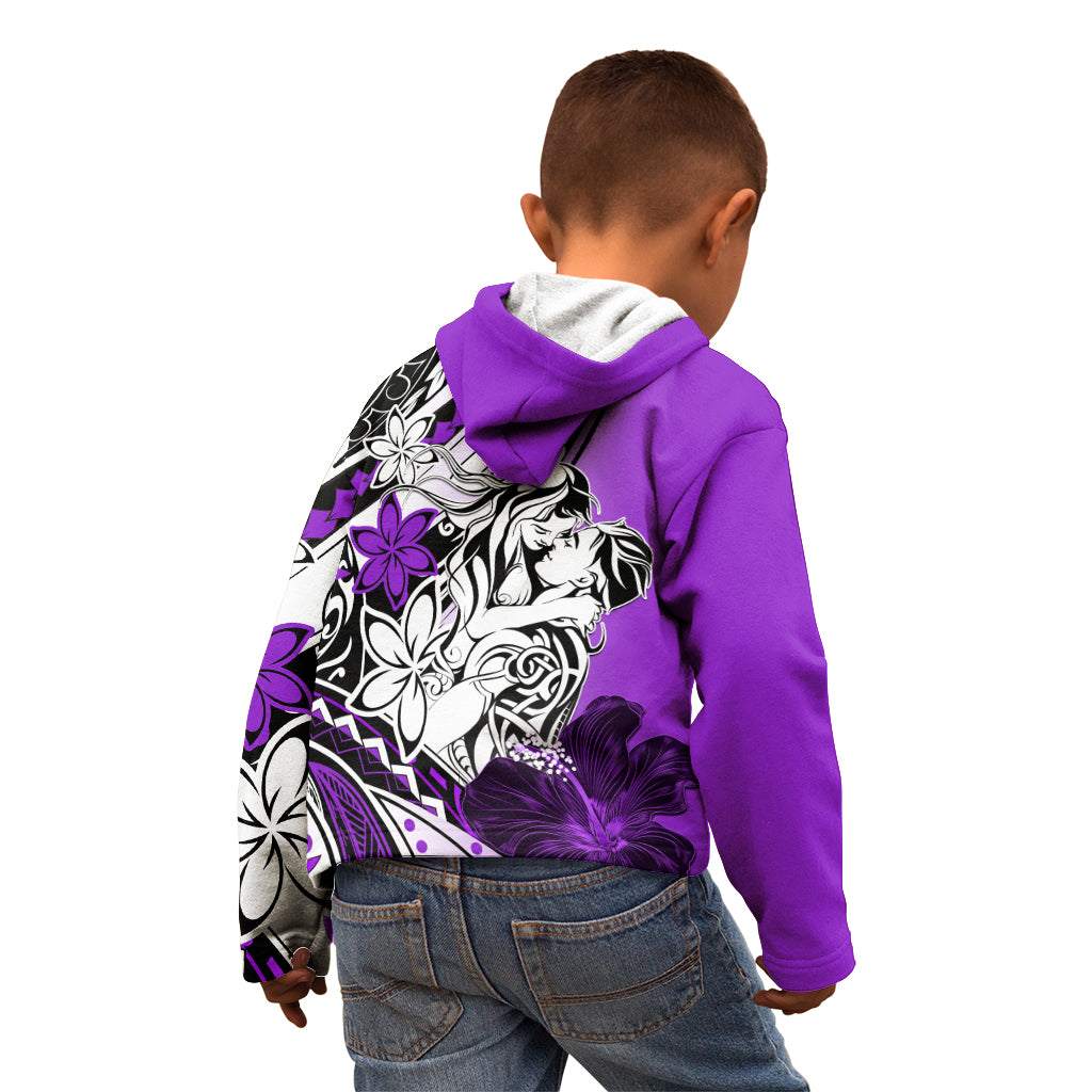 Polynesian Valentine Kid Hoodie Couple Floral Unique Purple Version LT01 - Polynesian Pride