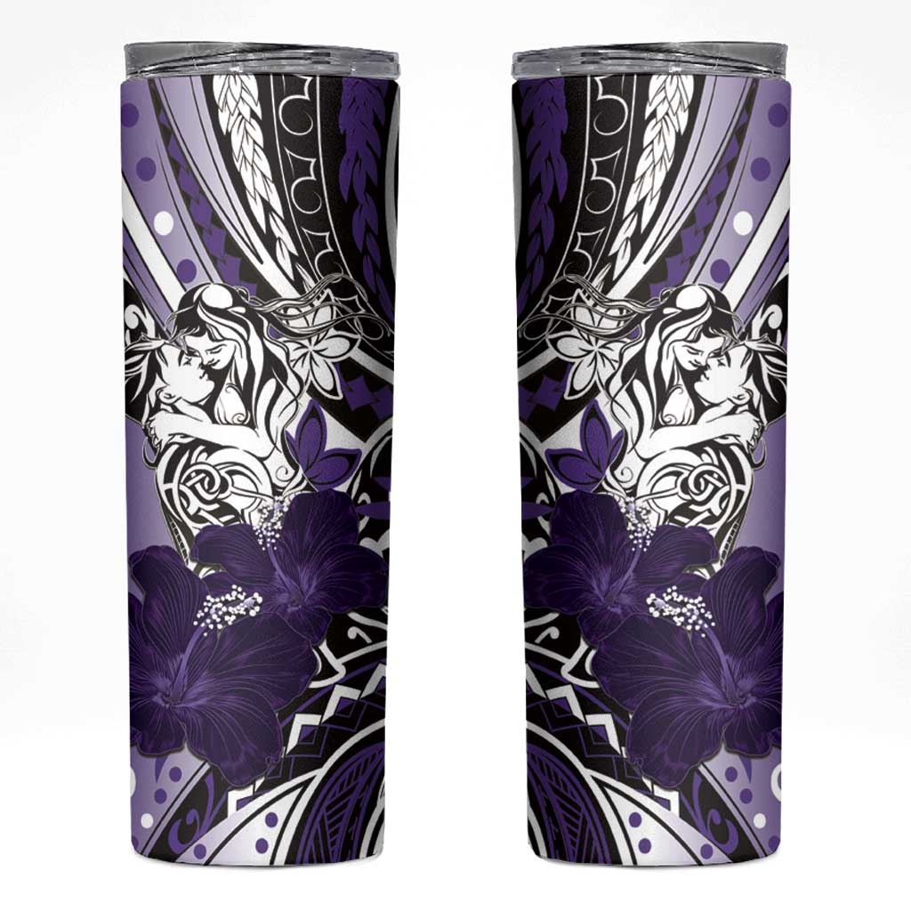 Polynesian Valentine Skinny Tumbler Couple Floral Unique Purple Version