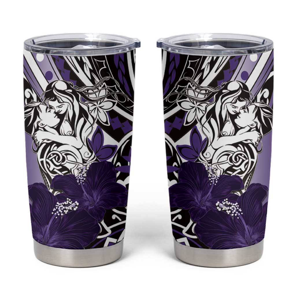 Polynesian Valentine Tumbler Cup Couple Floral Unique Purple Version LT01 Purple - Polynesian Pride