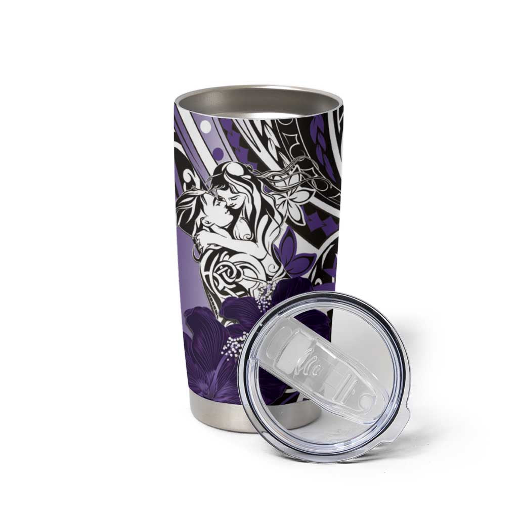 Polynesian Valentine Tumbler Cup Couple Floral Unique Purple Version LT01 - Polynesian Pride