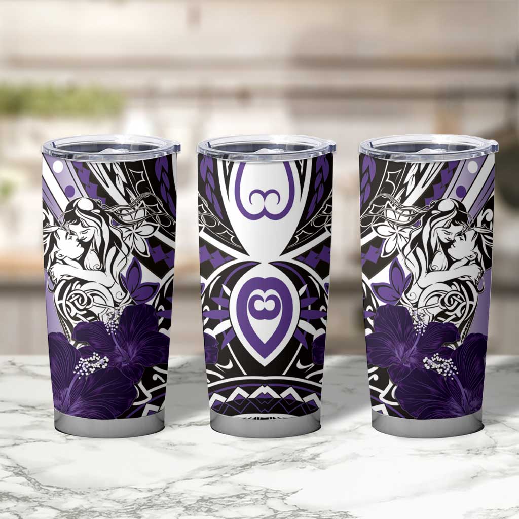 Polynesian Valentine Tumbler Cup Couple Floral Unique Purple Version LT01 - Polynesian Pride