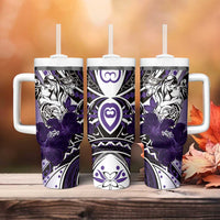 Polynesian Valentine Tumbler With Handle Couple Floral Unique Purple Version LT01 - Polynesian Pride
