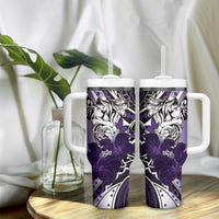 Polynesian Valentine Tumbler With Handle Couple Floral Unique Purple Version LT01 - Polynesian Pride