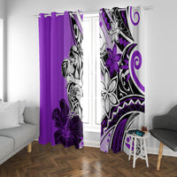 Polynesian Valentine Window Curtain Couple Floral Unique Purple Version LT01 With Grommets Purple - Polynesian Pride