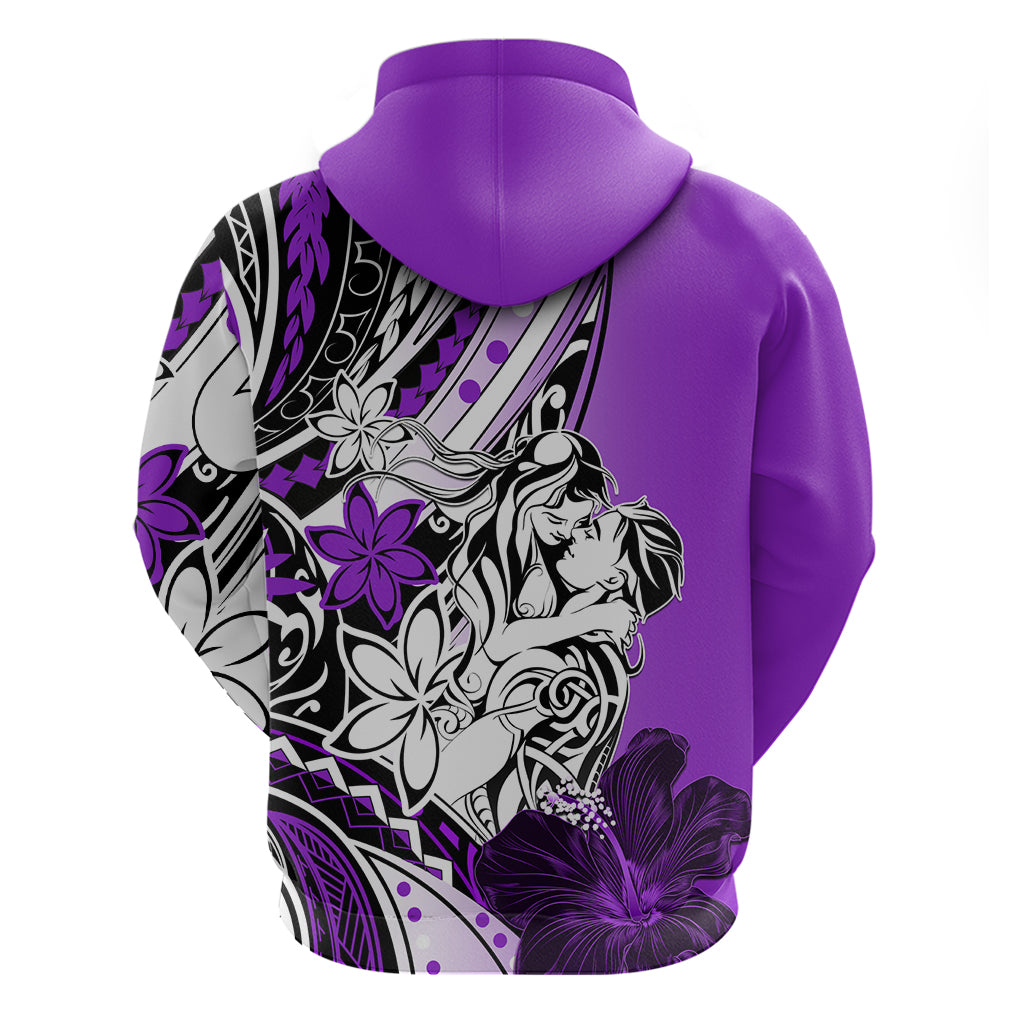 Polynesian Valentine Zip Hoodie Couple Floral Unique Purple Version LT01 - Polynesian Pride