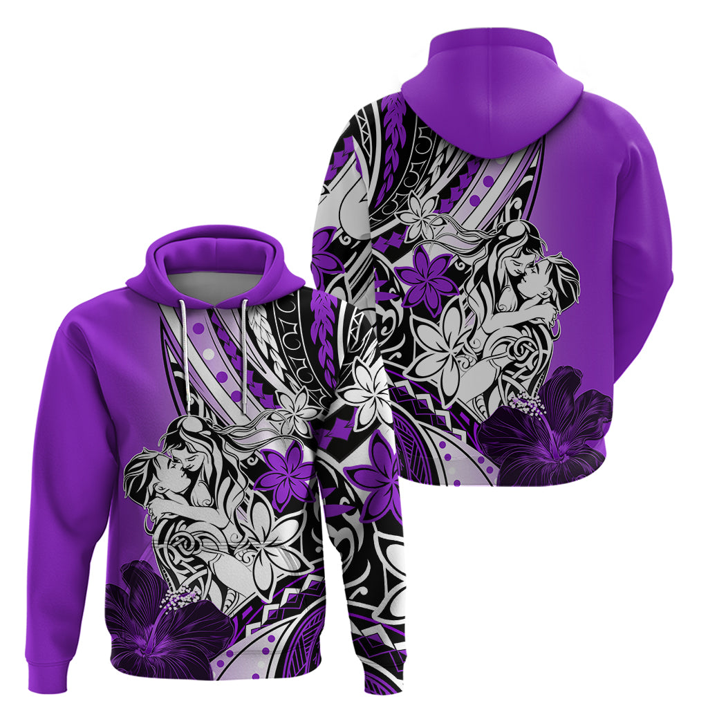 Polynesian Valentine Zip Hoodie Couple Floral Unique Purple Version LT01 - Polynesian Pride