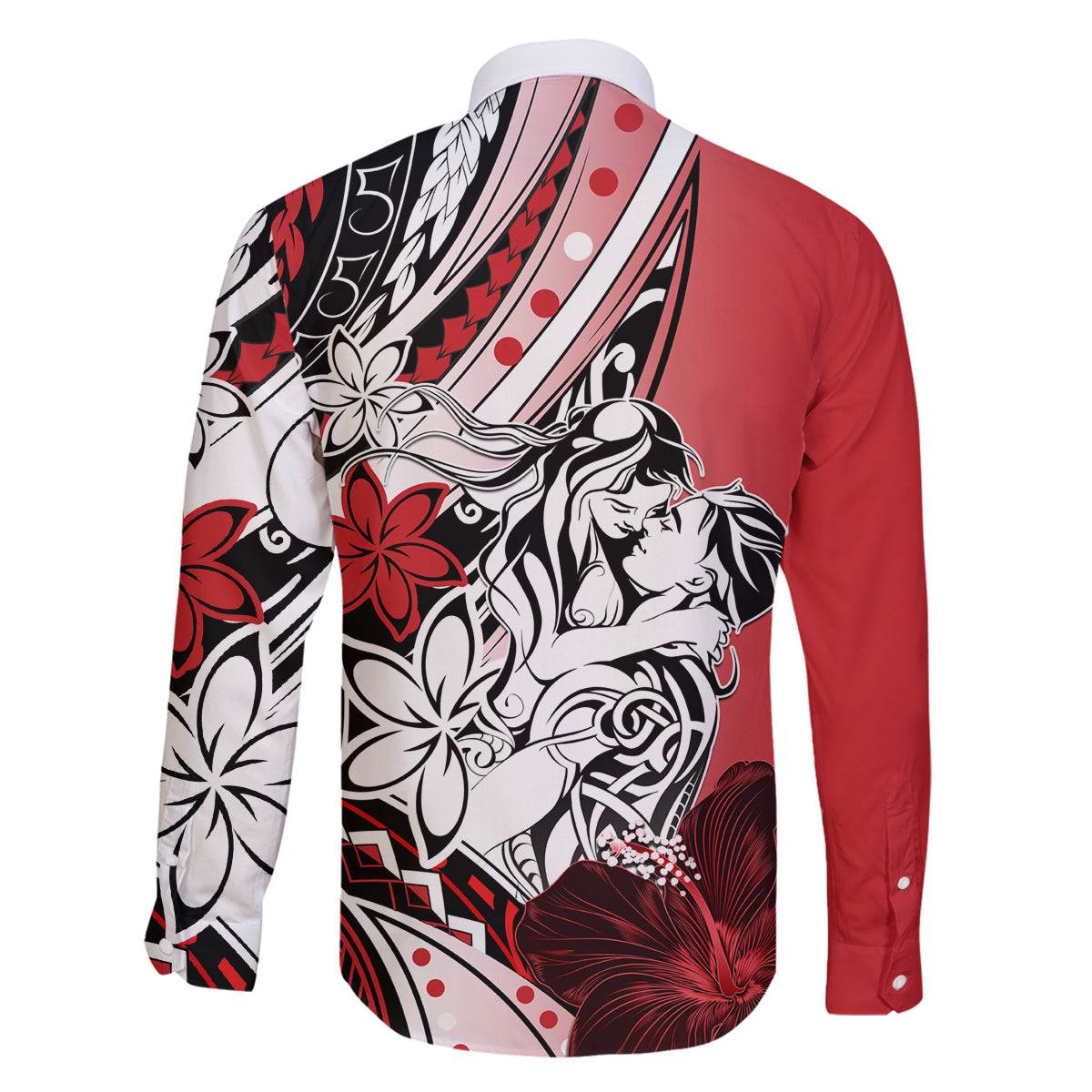 Polynesian Valentine Family Matching Off Shoulder Maxi Dress and Hawaiian Shirt Couple Floral Unique Red Version LT01 - Polynesian Pride