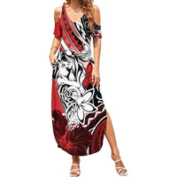 Polynesian Valentine Family Matching Summer Maxi Dress and Hawaiian Shirt Couple Floral Unique Red Version LT01 Mom's Dress Red - Polynesian Pride