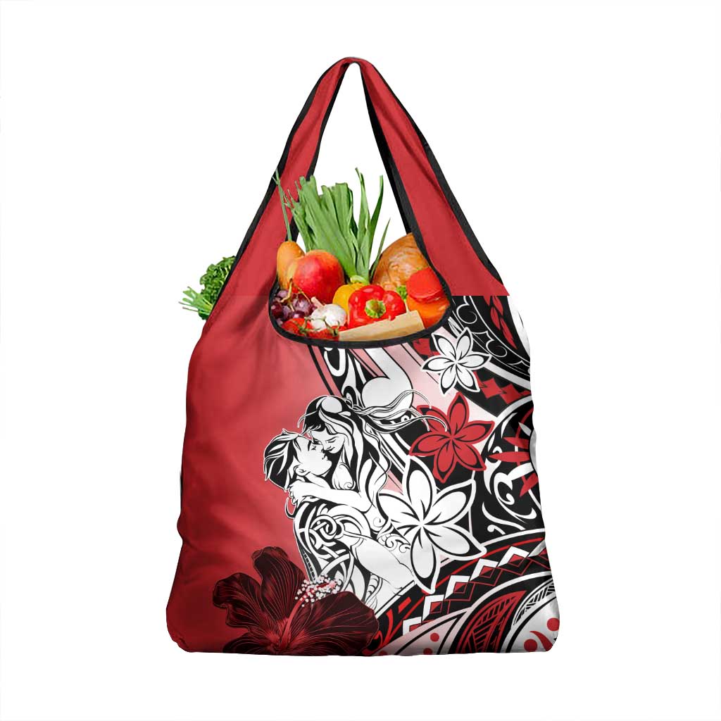 Polynesian Valentine Grocery Bag Couple Floral Unique Red Version LT01 1-pack One Size Red - Polynesian Pride