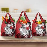Polynesian Valentine Grocery Bag Couple Floral Unique Red Version LT01 3-pack One Size Red - Polynesian Pride