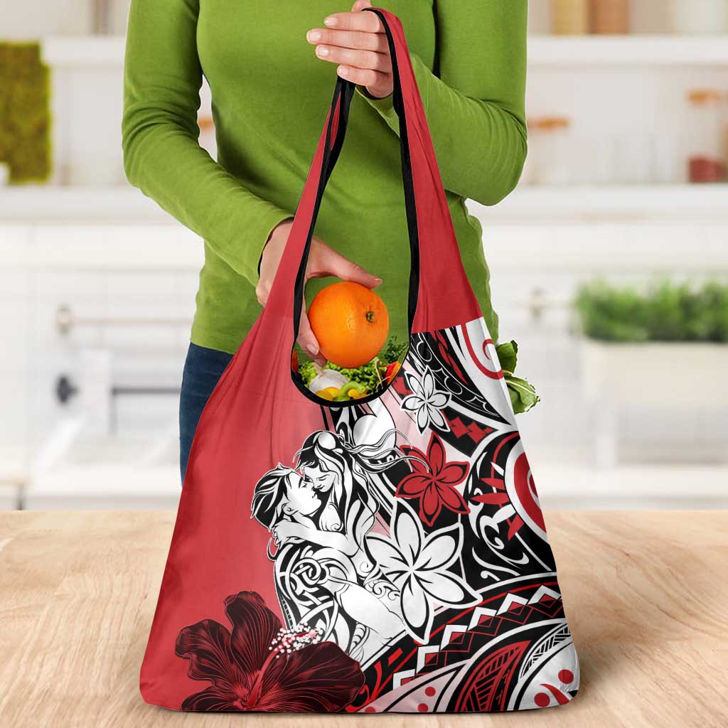 Polynesian Valentine Grocery Bag Couple Floral Unique Red Version LT01 - Polynesian Pride
