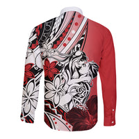 Polynesian Valentine Long Sleeve Button Shirt Couple Floral Unique Red Version LT01 - Polynesian Pride