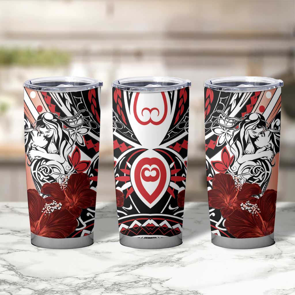 Polynesian Valentine Tumbler Cup Couple Floral Unique Red Version LT01 - Polynesian Pride