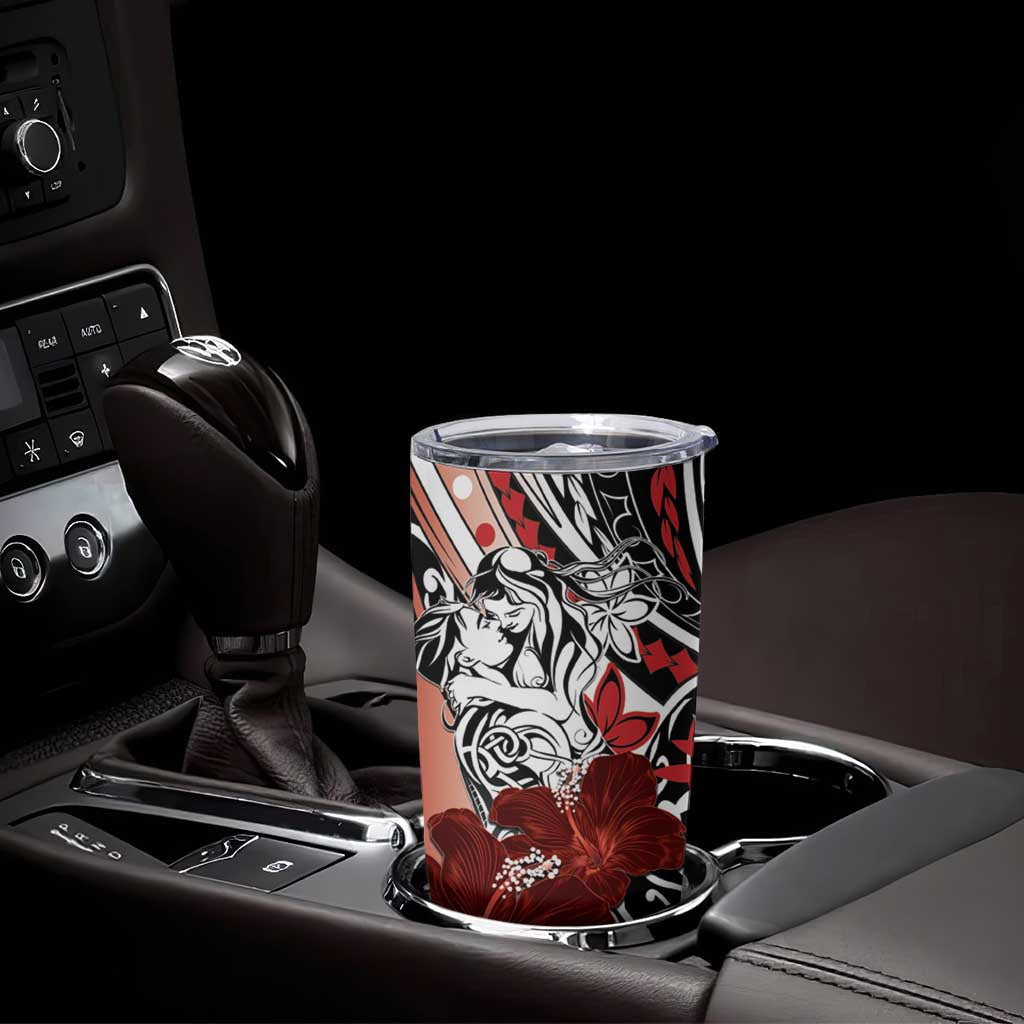 Polynesian Valentine Tumbler Cup Couple Floral Unique Red Version LT01 - Polynesian Pride