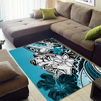 Polynesian Valentine Area Rug Couple Floral Unique Sky Blue Version LT01 - Polynesian Pride