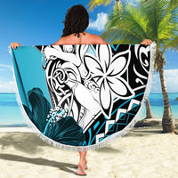 Polynesian Valentine Beach Blanket Couple Floral Unique Sky Blue Version LT01 - Polynesian Pride