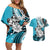 Polynesian Valentine Couples Matching Off Shoulder Short Dress and Hawaiian Shirt Couple Floral Unique Sky Blue Version LT01 Sky - Polynesian Pride