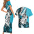 Polynesian Valentine Couples Matching Short Sleeve Bodycon Dress and Hawaiian Shirt Couple Floral Unique Sky Blue Version LT01 - Polynesian Pride