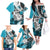 Polynesian Valentine Family Matching Off Shoulder Long Sleeve Dress and Hawaiian Shirt Couple Floral Unique Sky Blue Version LT01 - Polynesian Pride