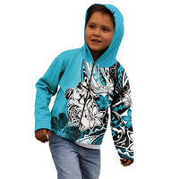 Polynesian Valentine Kid Hoodie Couple Floral Unique Sky Blue Version LT01 - Polynesian Pride