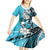 Polynesian Valentine Kid Short Sleeve Dress Couple Floral Unique Sky Blue Version LT01 - Polynesian Pride