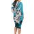 Polynesian Valentine Long Sleeve Bodycon Dress Couple Floral Unique Sky Blue Version LT01 - Polynesian Pride