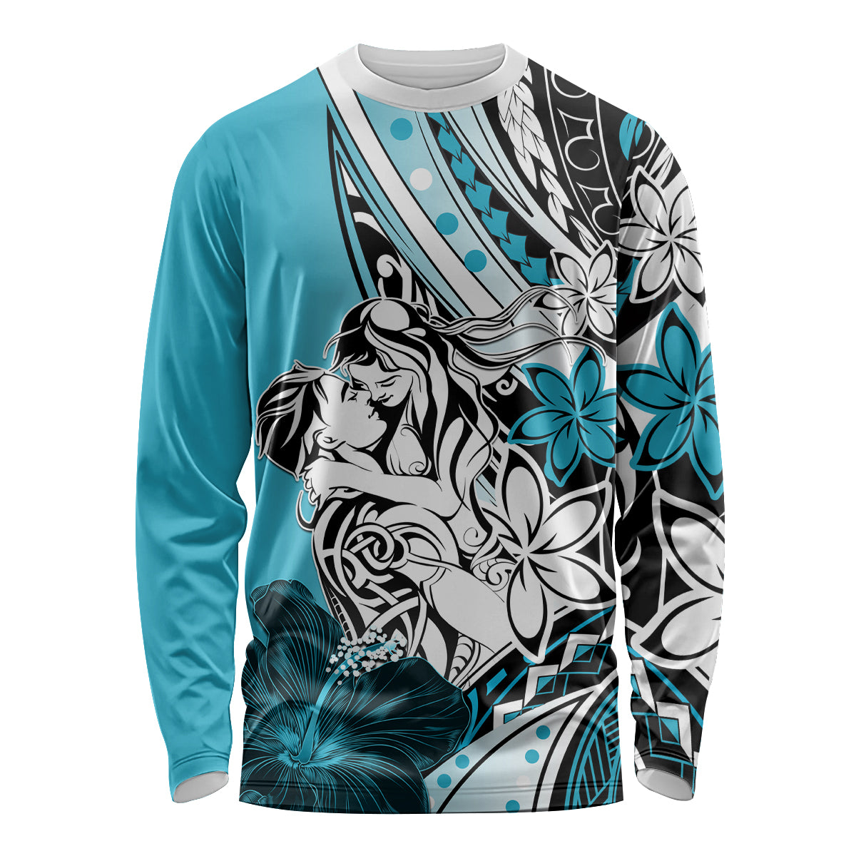 Polynesian Valentine Long Sleeve Shirt Couple Floral Unique Sky Blue Version LT01 Unisex Sky - Polynesian Pride