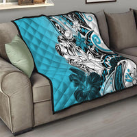 Polynesian Valentine Quilt Couple Floral Unique Sky Blue Version LT01 - Polynesian Pride