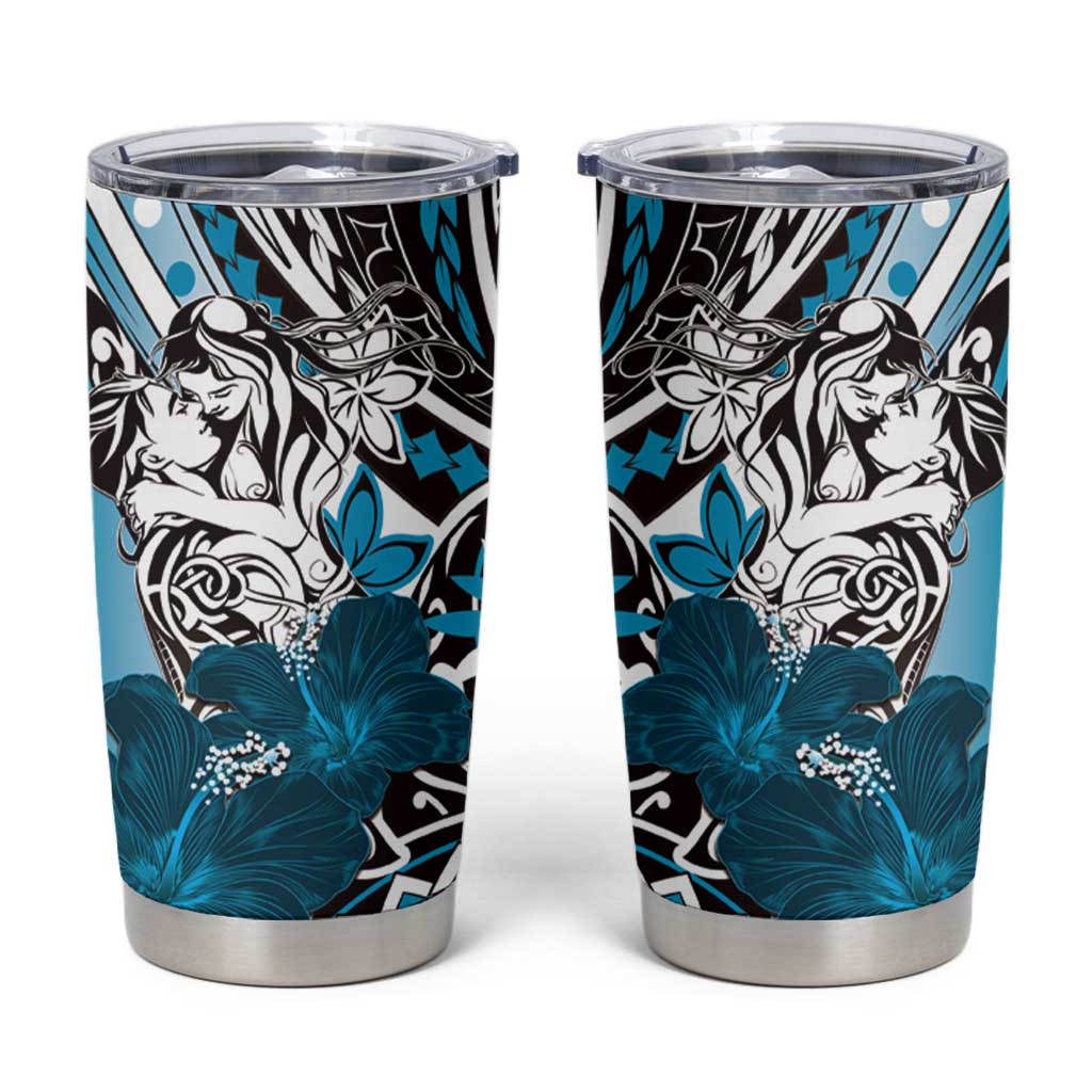 Polynesian Valentine Tumbler Cup Couple Floral Unique Sky Blue Version LT01 Sky - Polynesian Pride