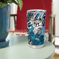 Polynesian Valentine Tumbler Cup Couple Floral Unique Sky Blue Version LT01 - Polynesian Pride