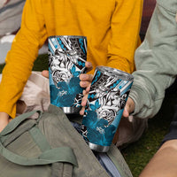 Polynesian Valentine Tumbler Cup Couple Floral Unique Sky Blue Version LT01 - Polynesian Pride