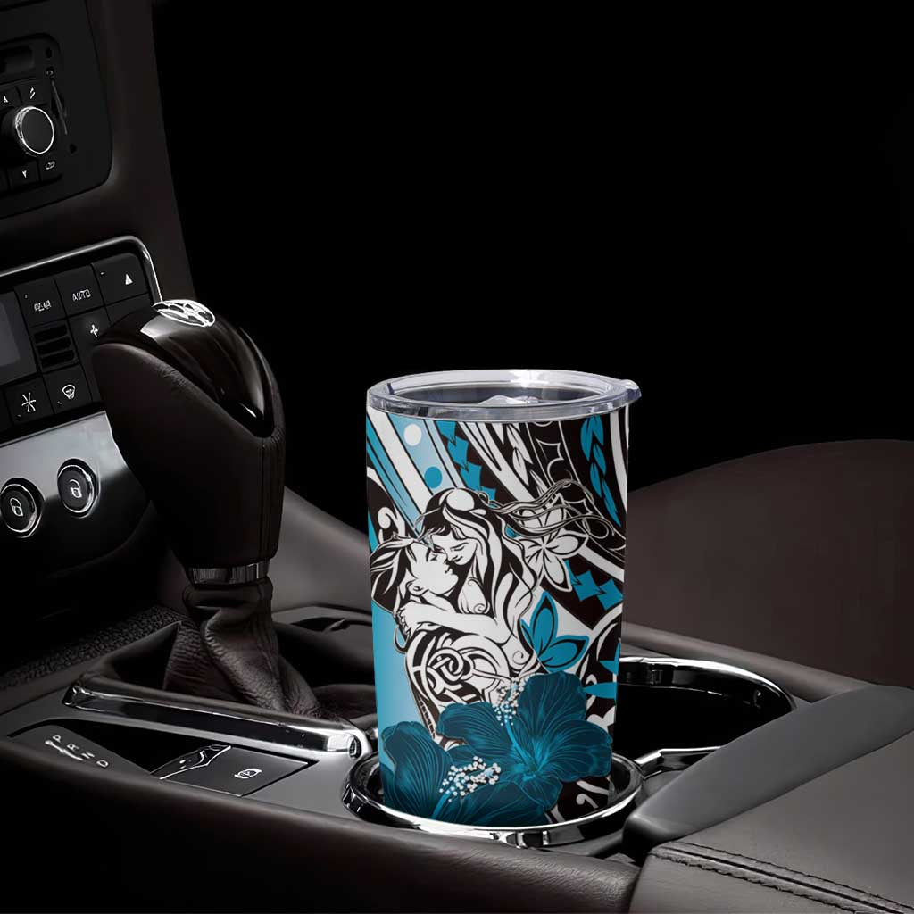 Polynesian Valentine Tumbler Cup Couple Floral Unique Sky Blue Version LT01 - Polynesian Pride