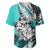 Polynesian Valentine Baseball Jersey Couple Floral Unique Turquoise Version LT01 Turquoise - Polynesian Pride