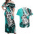 Polynesian Valentine Couples Matching Off Shoulder Maxi Dress and Hawaiian Shirt Couple Floral Unique Turquoise Version LT01 Turquoise - Polynesian Pride