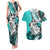 Polynesian Valentine Couples Matching Tank Maxi Dress and Hawaiian Shirt Couple Floral Unique Turquoise Version LT01 Turquoise - Polynesian Pride