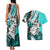 Polynesian Valentine Couples Matching Tank Maxi Dress and Hawaiian Shirt Couple Floral Unique Turquoise Version LT01 - Polynesian Pride