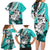 Polynesian Valentine Family Matching Long Sleeve Bodycon Dress and Hawaiian Shirt Couple Floral Unique Turquoise Version LT01 - Polynesian Pride