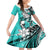 Polynesian Valentine Family Matching Off Shoulder Short Dress and Hawaiian Shirt Couple Floral Unique Turquoise Version LT01 Daughter's Dress Turquoise - Polynesian Pride