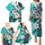 Polynesian Valentine Family Matching Puletasi and Hawaiian Shirt Couple Floral Unique Turquoise Version LT01 - Polynesian Pride