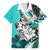 Polynesian Valentine Family Matching Short Sleeve Bodycon Dress and Hawaiian Shirt Couple Floral Unique Turquoise Version LT01 Dad's Shirt - Short Sleeve Turquoise - Polynesian Pride