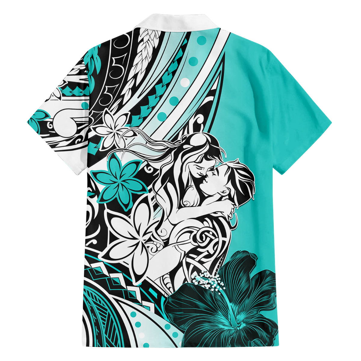 Polynesian Valentine Family Matching Summer Maxi Dress and Hawaiian Shirt Couple Floral Unique Turquoise Version LT01 - Polynesian Pride